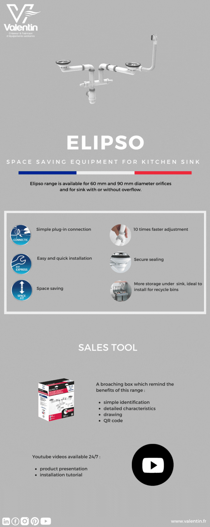 elipso space saving sink with or without overflow